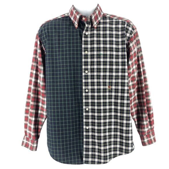 Y2K Tommy Hilfiger mixed plaid button down shirt 2000s vintage - Picture 1 of 6